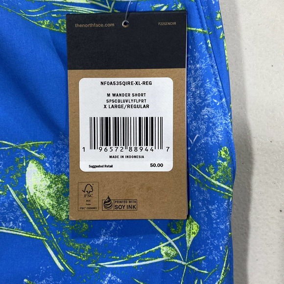 The North Face Wander Short Mens XL Blue SuperSonic Print Standard Fit‎ Dry TNF - Picture 4 of 8